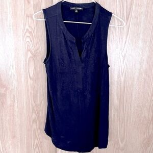 Banana Republic Ruffled Navy Blue Career Sleeveless Tee Top